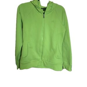 Under Armour Hoodie Womens Medium Full Zip Logo Semi Fitted Hooded Lime Green